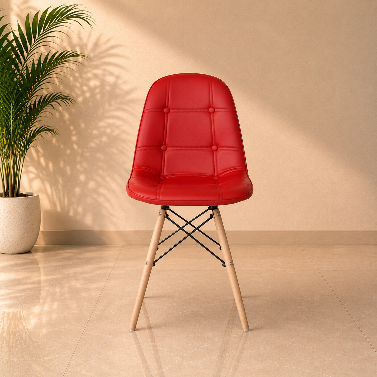 Red, Tufted Café Dining Chair