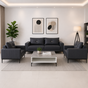 Black Leather Office Sofa
