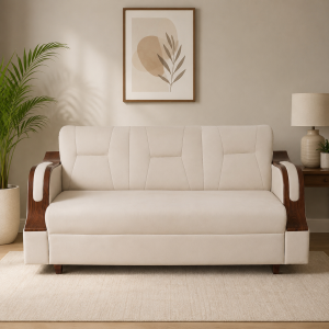 WHite Leather Curve Sofa